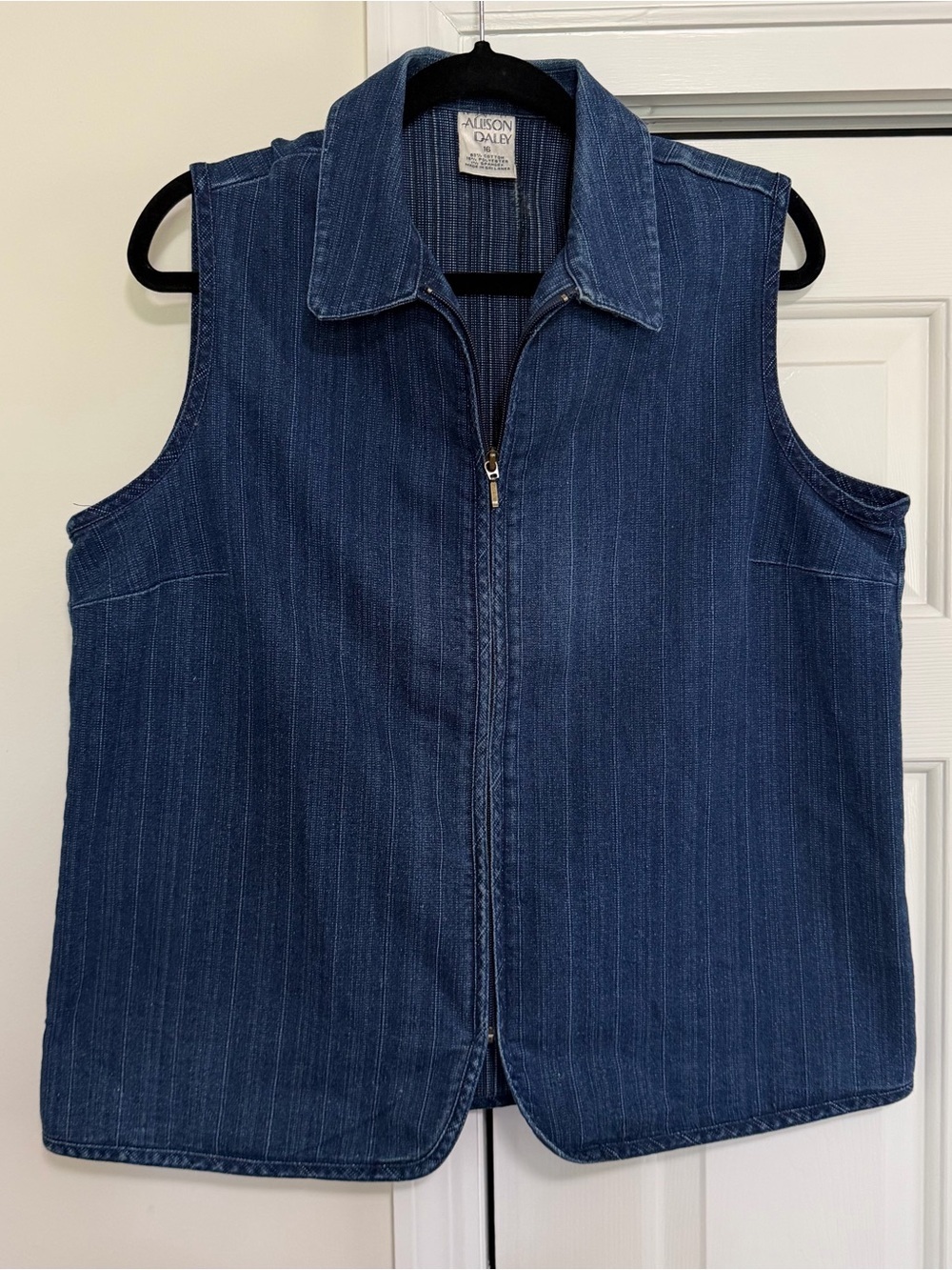Allison Daley Vintage Zipper Denim Vest Size 16